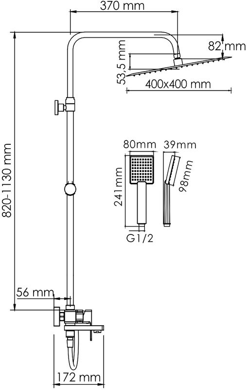 Душевая стойка Wasserkraft Aller A177.119.141.087.CH хром