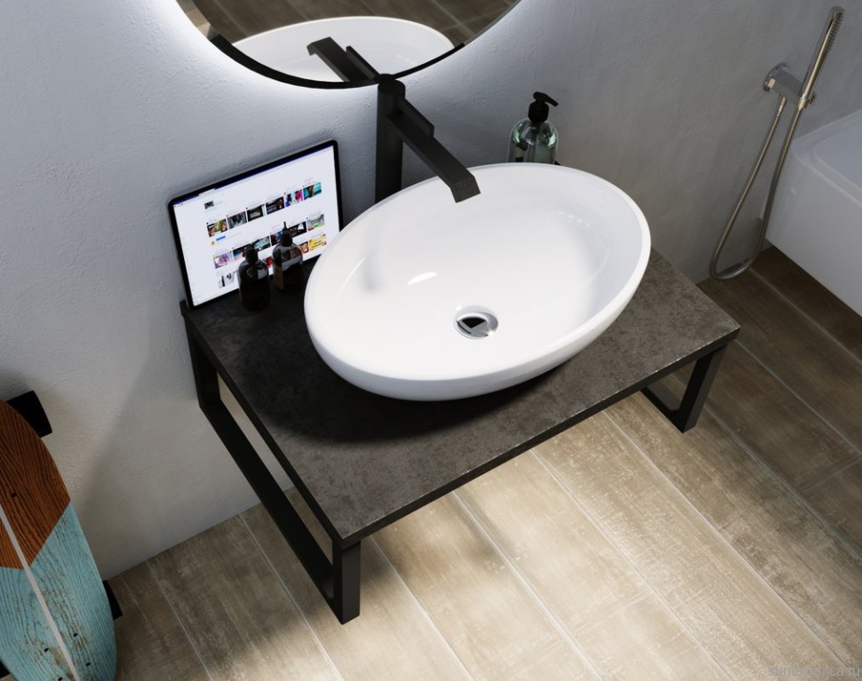 Столешница с раковиной 1MarKa Grunge Loft 100 бетон темно-серый