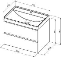 Тумба с раковиной Aquanet Sofa 70 подвесная