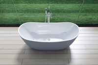 Акриловая ванна Art&Max AM-502-1800-780 180x80 см, отдельностоящая, белая, овальная, с каркасом, со сливом-переливом
