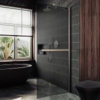 Душевая перегородка Maybahglass MGD-730-5ш 79 см, профиль хром матовый, стекло графит матовое