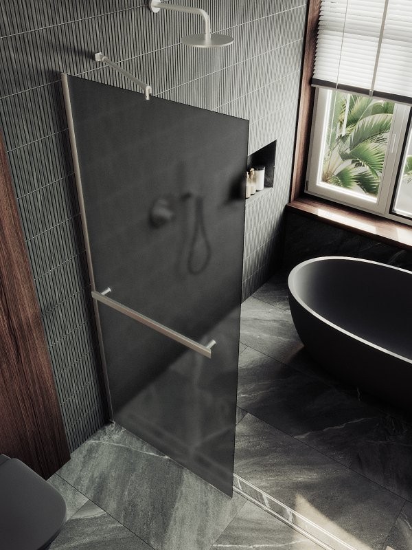 Душевая перегородка Maybahglass MGD-730-5ш 79 см, профиль хром матовый, стекло графит матовое