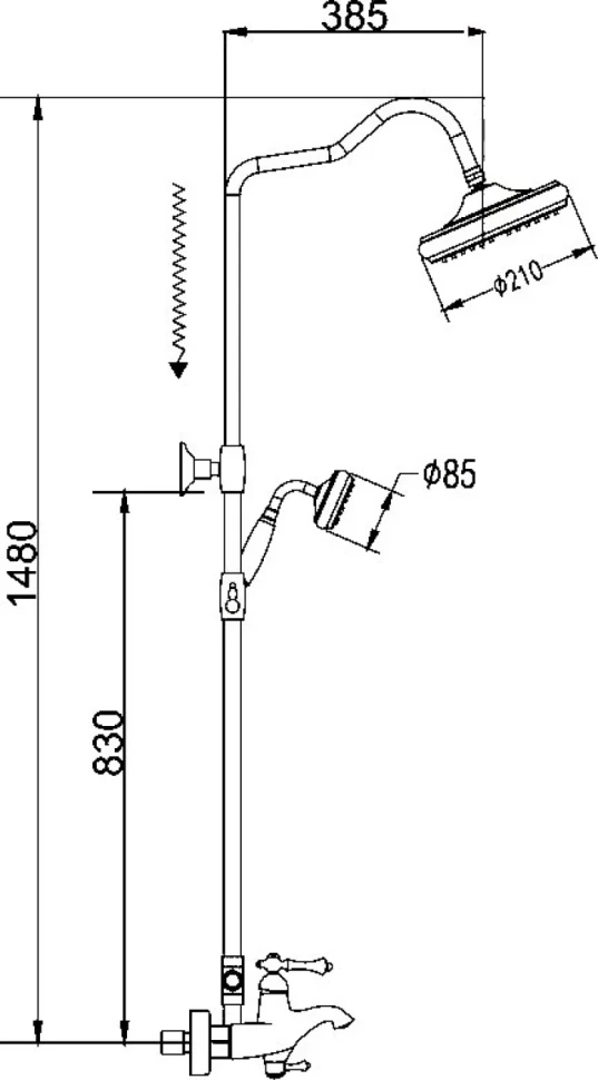 Душевая стойка Rose R0136Q бронза