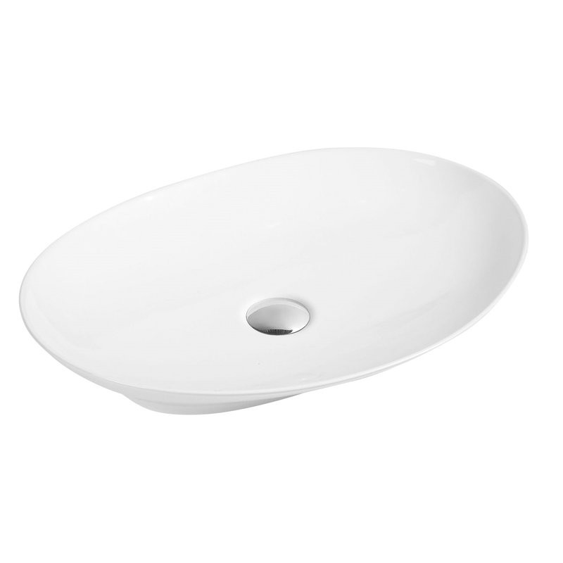 Накладная раковина Art&Max AM2370 70 глянцевая белая, овальная, фаянс