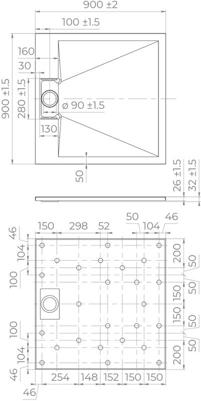 Поддон для душа RGW TUS W 90x90