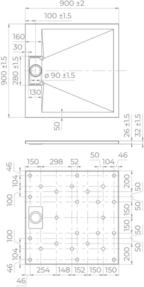 Поддон для душа RGW TUS W 90x90