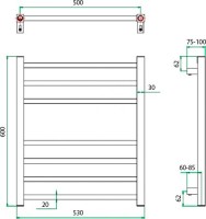 Полотенцесушитель электрический Grota Estro 53x60 с нагревательным элементом