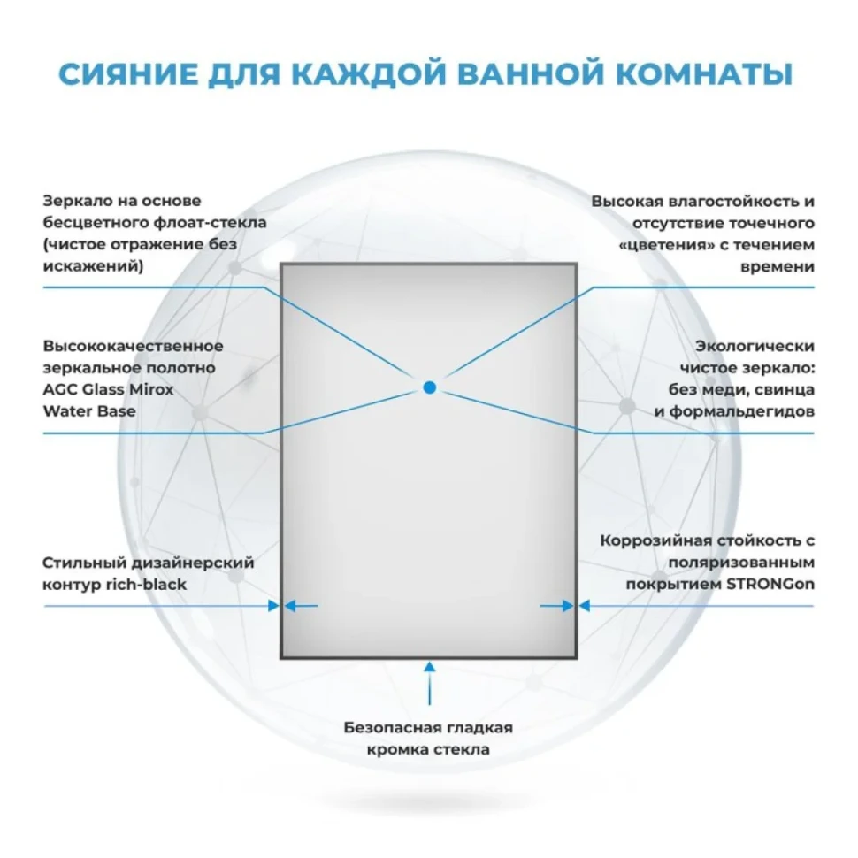 Зеркало Wellsee 7 Rays’ Spectrum 70х100 черное матовое