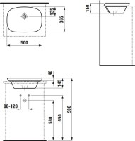 Раковина встраиваемая сверху Laufen Ino 8.1730.2.000.109.1 50 белая, овальная