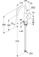 Смеситель для раковины Kludi Renon 420280575 хром Смеситель для раковины Kludi Renon 420280575 хром