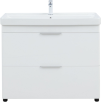 Тумба под раковину без столешницы Aquanet Ирис new 100 напольная, белая глянцевая