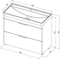 Тумба под раковину без столешницы Aquanet Ирис new 100 напольная, белая глянцевая