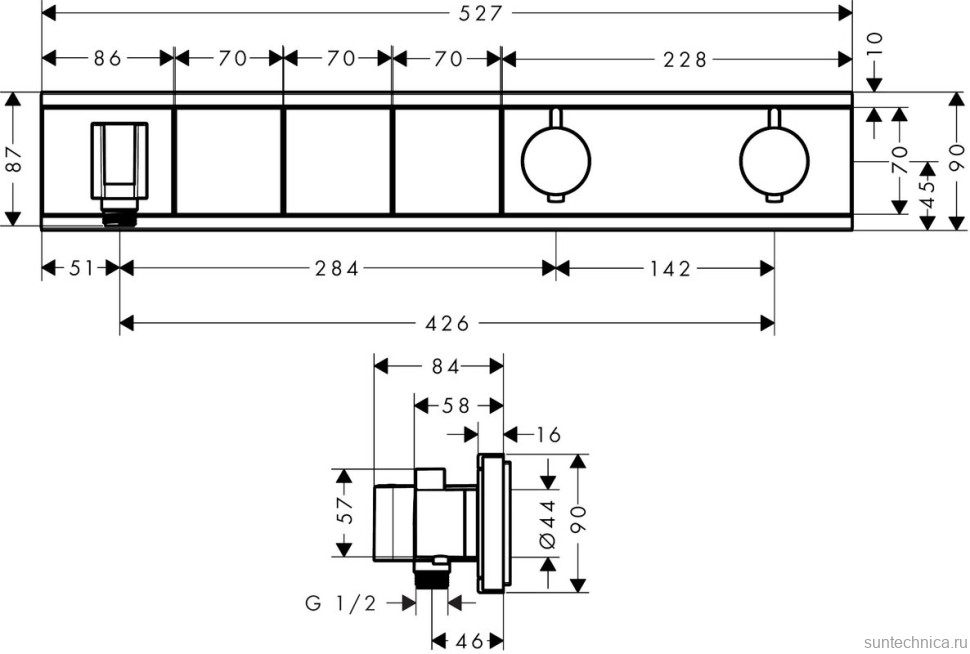 Термостатический смеситель встраиваемый Hansgrohe RainSelect 15356000 С ВНУТРЕННЕЙ ЧАСТЬЮ, хром