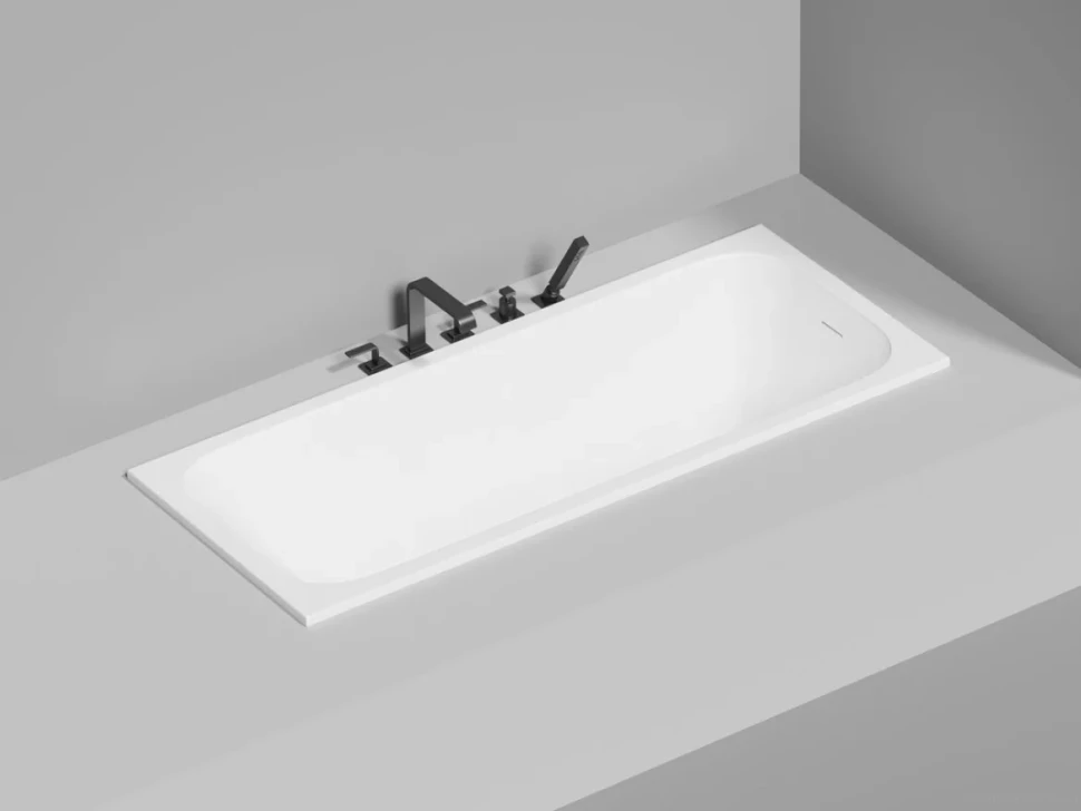 Ванна из искусственного камня Salini Orlanda Kit 170x70 см, встраиваемая, матовая белая, на ножках, со сливом-переливом