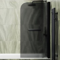 Шторка на ванну Maybahglass MGV-792-6 80x140, профиль черный, стекло матовый графит