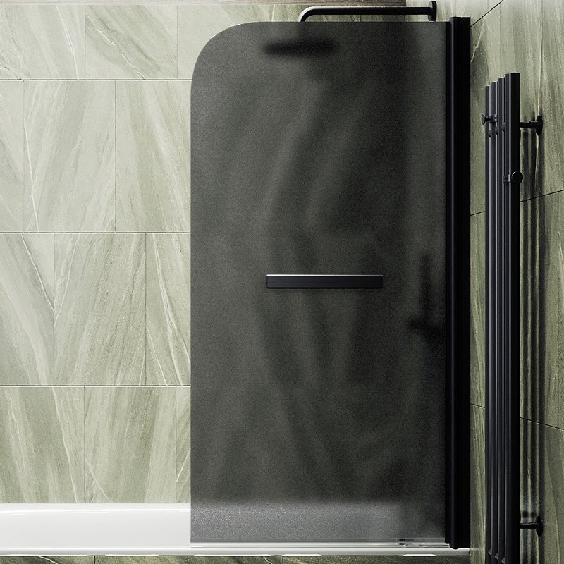 Шторка на ванну Maybahglass MGV-792-6 80x140, профиль черный, стекло матовый графит