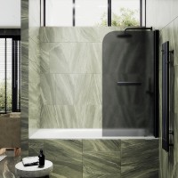 Шторка на ванну Maybahglass MGV-792-6 80x140, профиль черный, стекло матовый графит
