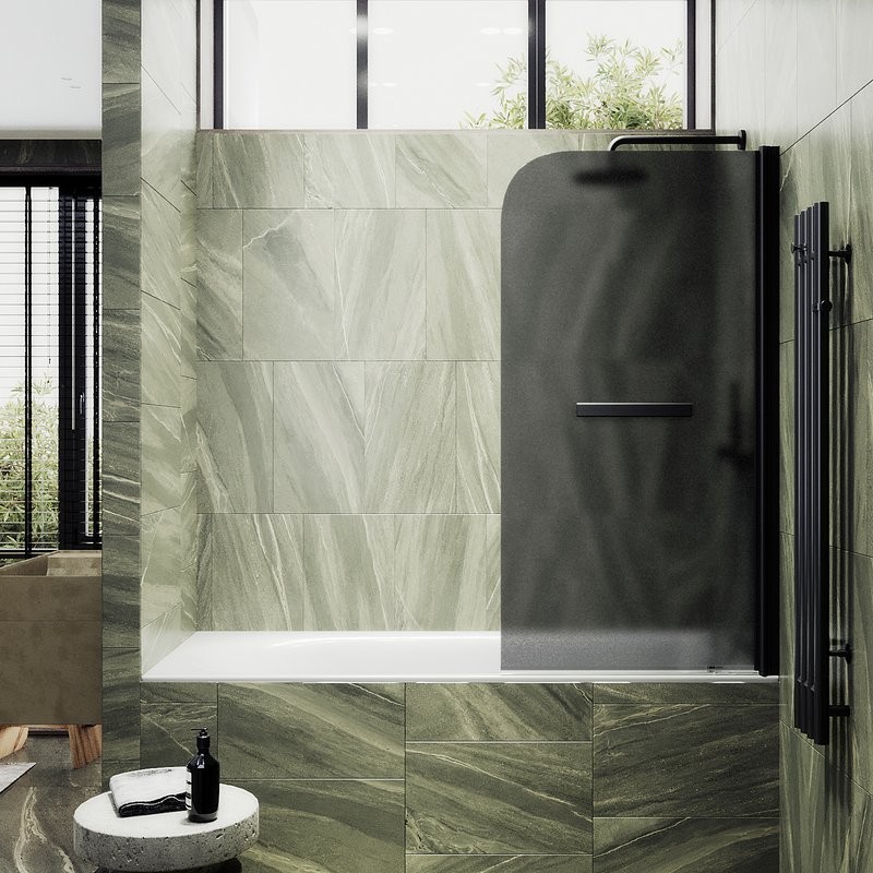 Шторка на ванну Maybahglass MGV-792-6 80x140, профиль черный, стекло матовый графит