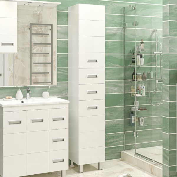 Шкаф пенал для ванной Misty Селена 35 R с бельевой корзиной