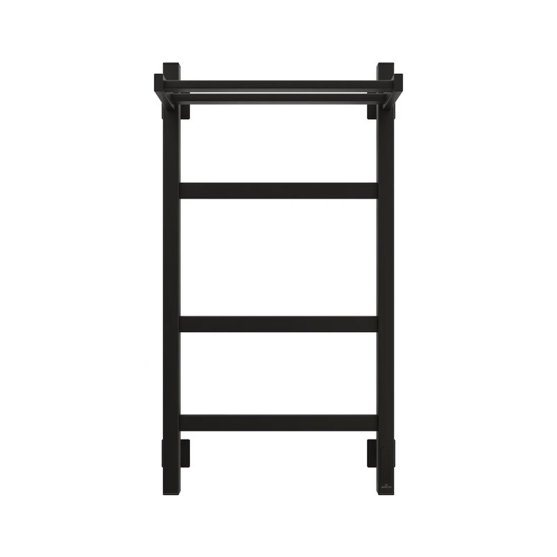 Полотенцесушитель электрический Grota Tela 430х800 RAL9005 EL 80x45 см, подключение справа, слева, скрытое подключение справа, матовый черный, лесенка, из стали, с полкой