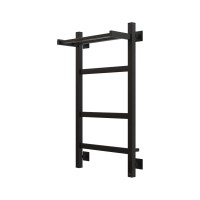 Полотенцесушитель электрический Grota Tela 430х800 RAL9005 EL 80x45 см, подключение справа, слева, скрытое подключение справа, матовый черный, лесенка, из стали, с полкой
