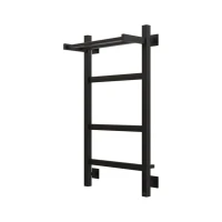 Полотенцесушитель электрический Grota Tela 430х800 RAL9005 EL 80x45 см, подключение справа, слева, скрытое подключение справа, матовый черный, лесенка, из стали, с полкой