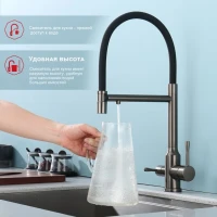 Смеситель для кухни с подключением фильтра Raglo R81.63.09, графит