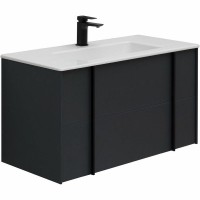 Мебель для ванной комнаты Allen Brau Reality 90 подвесная, антрацит матовый, раковина Fantasy Flat 92x47, без перелива, белая