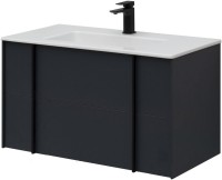 Мебель для ванной комнаты Allen Brau Reality 90 подвесная, антрацит матовый, раковина Fantasy Flat 92x47, без перелива, белая