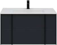 Мебель для ванной комнаты Allen Brau Reality 90 подвесная, антрацит матовый, раковина Fantasy Flat 92x47, без перелива, белая