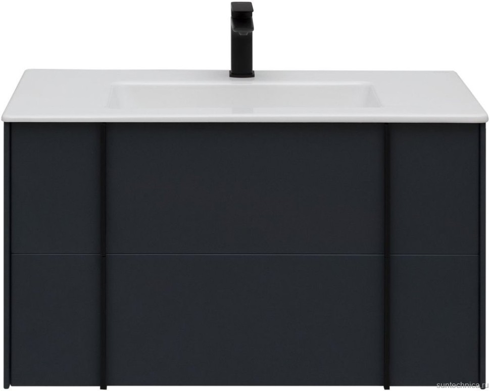 Мебель для ванной комнаты Allen Brau Reality 90 подвесная, антрацит матовый, раковина Fantasy Flat 92x47, без перелива, белая