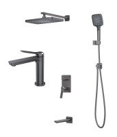 Комплект для ванной IDDIS Parker Душевой комплект IDDIS Parker PARGM03i68 С ВНУТРЕННЕЙ ЧАСТЬЮ + Смеситель для раковины PARGM00i01, матовый графит