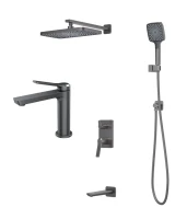 Комплект для ванной IDDIS Parker Душевой комплект IDDIS Parker PARGM03i68 С ВНУТРЕННЕЙ ЧАСТЬЮ + Смеситель для раковины PARGM00i01, матовый графит