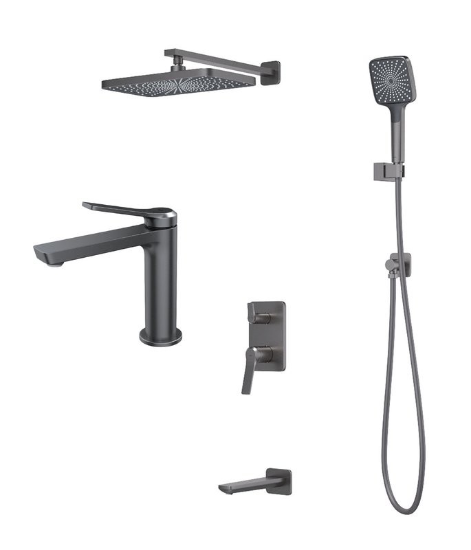 Комплект для ванной IDDIS Parker Душевой комплект IDDIS Parker PARGM03i68 С ВНУТРЕННЕЙ ЧАСТЬЮ + Смеситель для раковины PARGM00i01, матовый графит