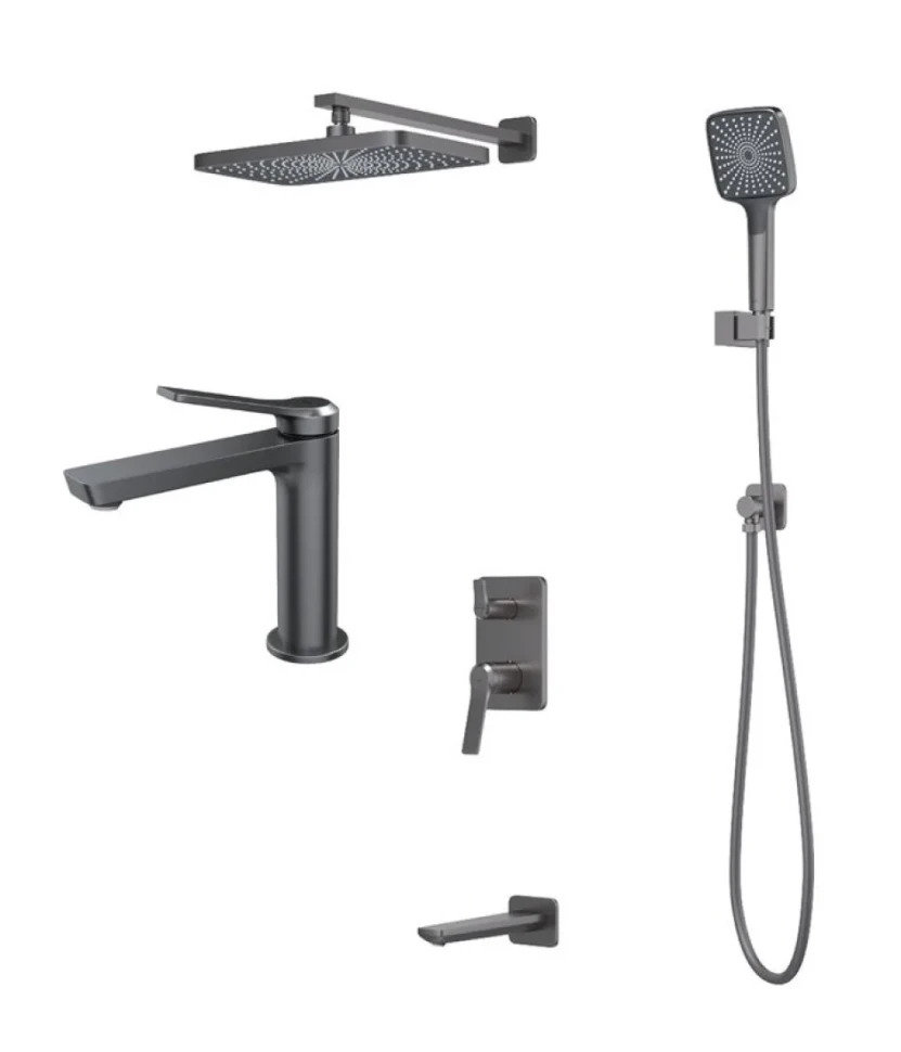 Комплект для ванной IDDIS Parker Душевой комплект IDDIS Parker PARGM03i68 С ВНУТРЕННЕЙ ЧАСТЬЮ + Смеситель для раковины PARGM00i01, матовый графит
