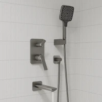 Комплект для ванной IDDIS Parker Душевой комплект IDDIS Parker PARGM03i68 С ВНУТРЕННЕЙ ЧАСТЬЮ + Смеситель для раковины PARGM00i01, матовый графит
