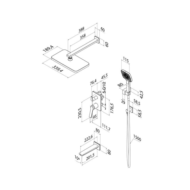 Комплект для ванной IDDIS Parker Душевой комплект IDDIS Parker PARGM03i68 С ВНУТРЕННЕЙ ЧАСТЬЮ + Смеситель для раковины PARGM00i01, матовый графит