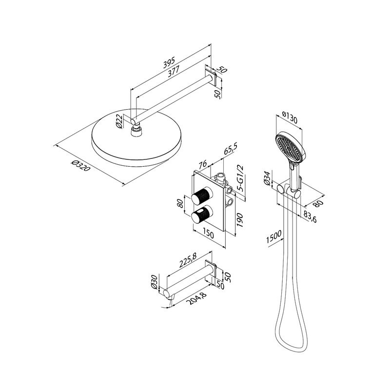 Душевой комплект IDDIS Duna DUNSBSTi68 С ВНУТРЕННЕЙ ЧАСТЬЮ, глянцевый хром
