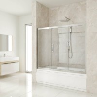 Шторка на ванну Kubele DE019 P3-CLN-CH 180х150 см, профиль хром