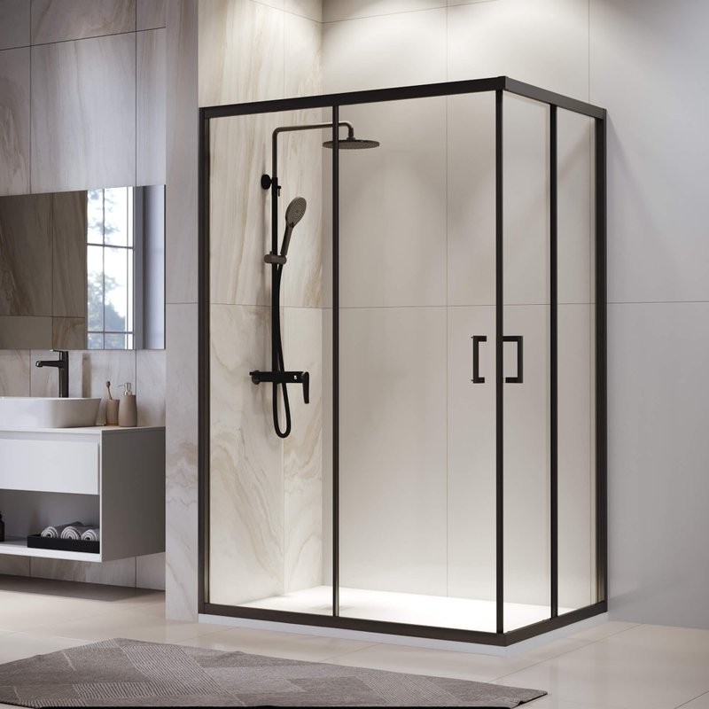 Душевой уголок RGW Passage PA-246B 90х120 см, профиль черный, стекло прозрачное