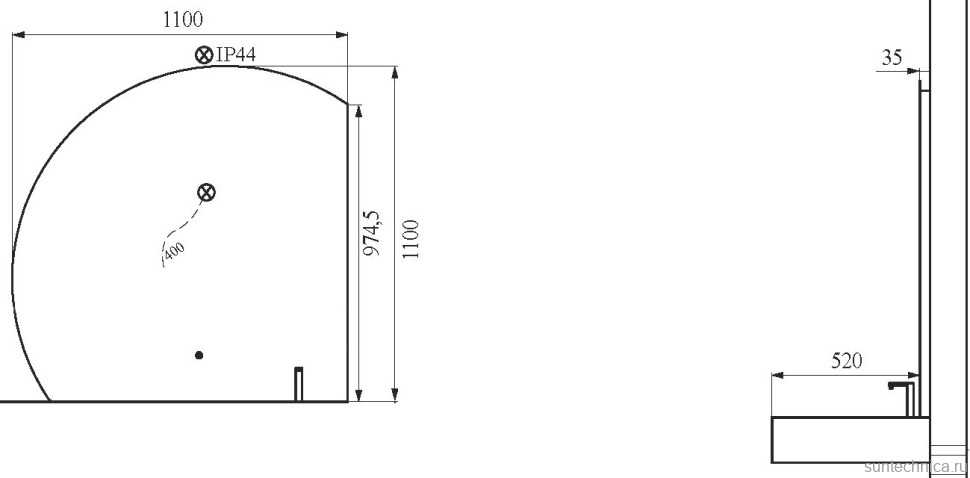 Зеркало Black&White 955.MR1000R с подсветкой и антизапотевателем