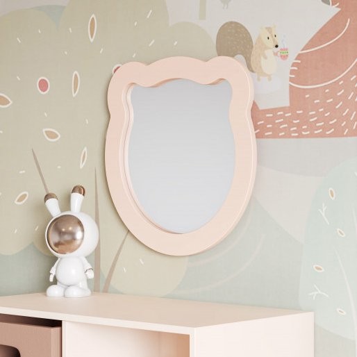 Зеркало AQUATON Каспер Мишка фигурное, розовое матовое