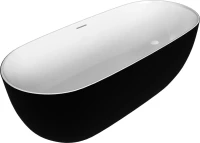 Акриловая ванна Grossman Classic GR-2502MB 160x80 см, отдельностоящая, черная, овальная, с каркасом, со сливом-переливом