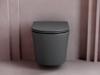 Комплект Унитаз подвесной Ceramicanova Balearica Rimless CN6000MDH темный антрацит матовый + Инсталляция DIWO + Кнопка 7320 белая