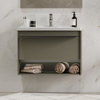 Тумба с раковиной AQUATON Хоуп 80 подвесная, 1 ящик, хаки