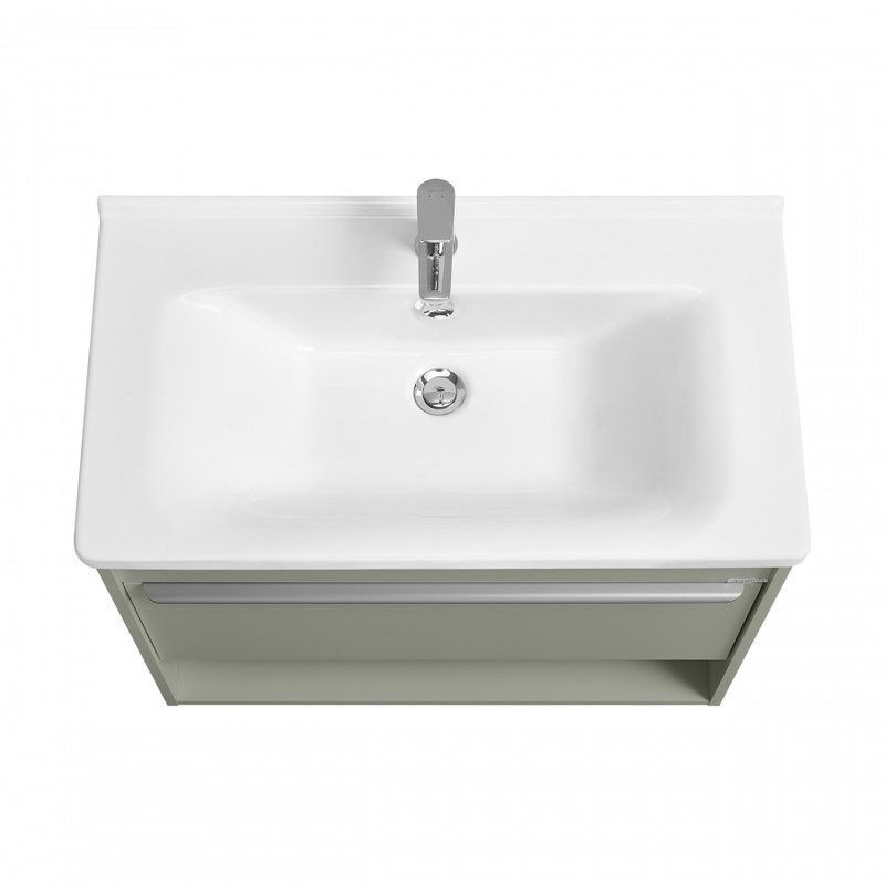 Тумба с раковиной AQUATON Хоуп 80 подвесная, 1 ящик, хаки