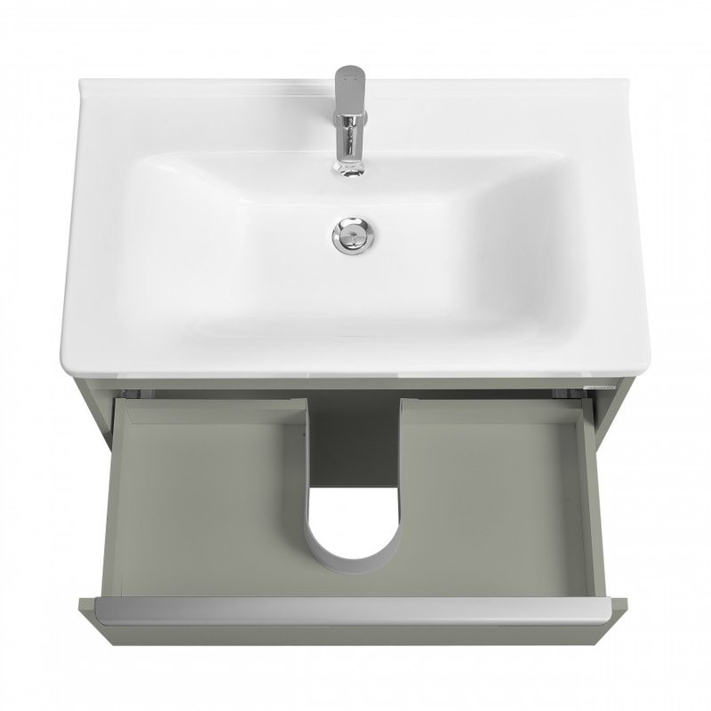 Тумба с раковиной AQUATON Хоуп 80 подвесная, 1 ящик, хаки