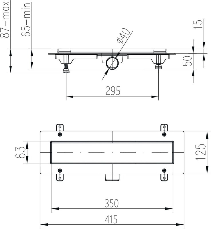 Душевой трап (лоток) MCH Chudej Line CH350LN 35 см, решетка хром, с сифоном