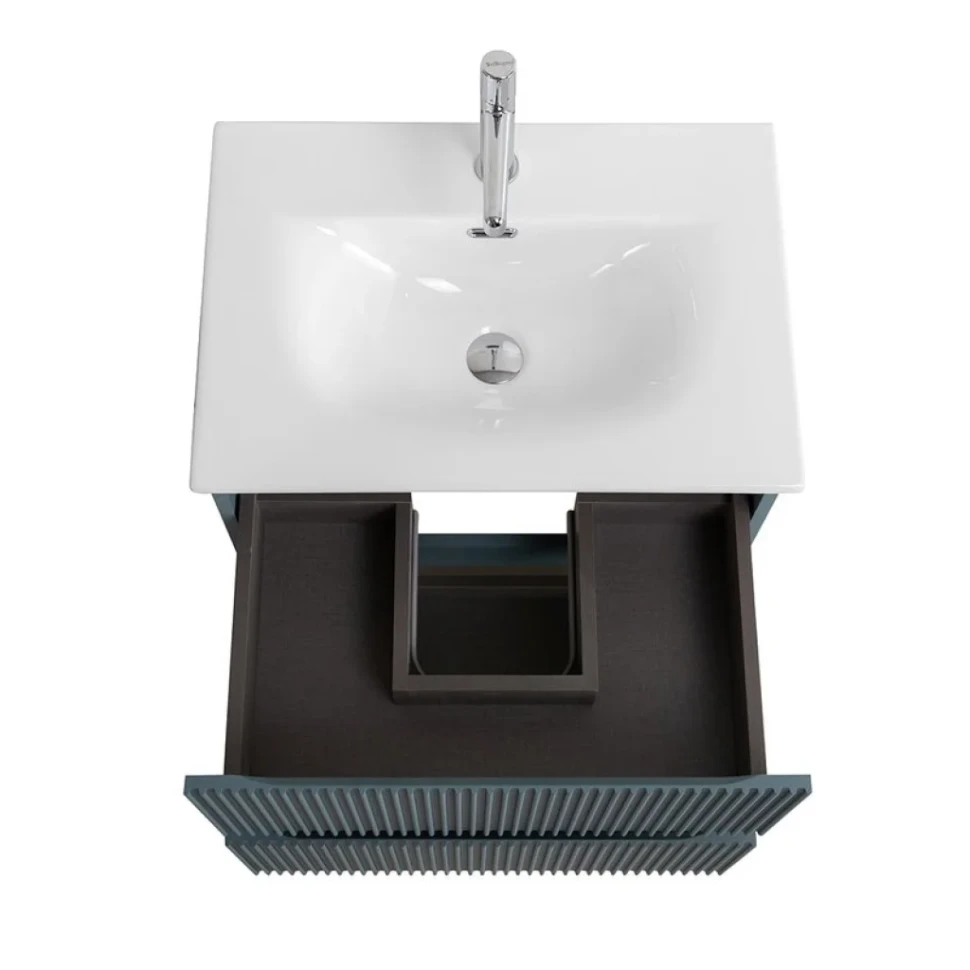 Мебель для ванной комнаты BelBagno Uno-mini 60 подвесная, 2 ящика, матовая голубая