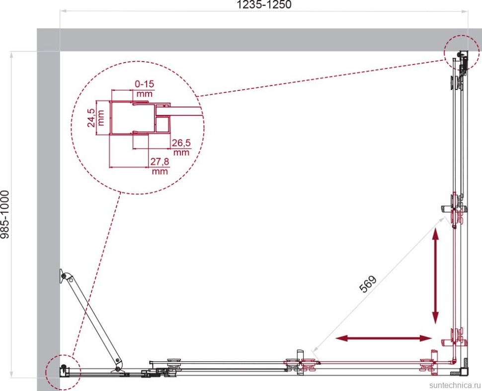 Душевой уголок BelBagno Luce AH-21-125/100-C-Cr профиль хром, стекло прозрачное